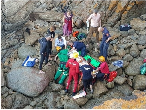 Man falls off rocky cliff