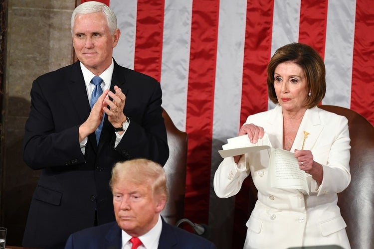 Pelosi tears trump speech apart